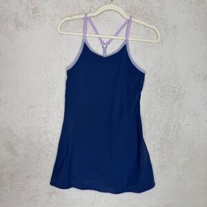 Outdoor Voices Exercise Dress Navy Blue Purple Trim Size L 10/12 Activewear